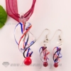 twist venetian murano glass pendants and earrings jewelry light red