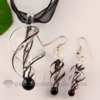 twist venetian murano glass pendants and earrings jewelry black