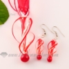 twist venetian murano glass pendants and earrings jewelry red