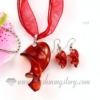 twist venetian murano glass pendants and earrings jewelry red