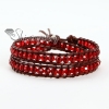 two layer crystal bead beaded leather wrap bracelets design B