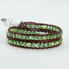 two layer crystal bead beaded leather wrap bracelets design D