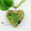 valentine's day heart millefiori gold foil murano glass necklaces pendants design F