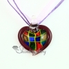 valentine's day love heart glitter with lines murano lampwork glass venetian necklaces pendants design D
