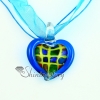 valentine's day love heart glitter with lines murano lampwork glass venetian necklaces pendants design E