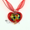 valentine's day love heart glitter with lines murano lampwork glass venetian necklaces pendants design F