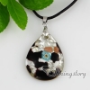 water drop millefiori glitter silver foil lampwork glass necklaces with pendants design B