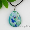 water drop millefiori glitter silver foil lampwork glass necklaces with pendants design C