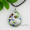 water drop millefiori glitter silver foil lampwork glass necklaces with pendants design D