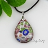 water drop millefiori glitter silver foil lampwork glass necklaces with pendants design E