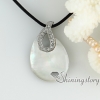 white pink oyster sea shell pendants teardrop openwork rhinestone necklaces mop jewellery design A