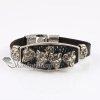 wolf fleur de lis snap wrap bracelets genuine leather design A