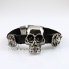 wolf skull fleur de lis snap wrap bracelets genuine leather design A