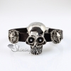 wolf skull fleur de lis snap wrap bracelets genuine leather design B