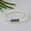 woven magnetic buckle pu leather bracelets unisex white