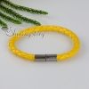 woven magnetic buckle pu leather bracelets unisex yellow