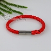 woven magnetic buckle pu leather bracelets unisex red